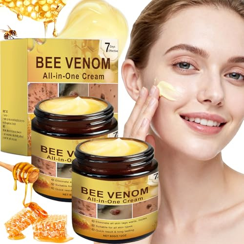 Bee Venom Cream Natural Bee Venom Skin Treatment Cream for Wrinkles Skin TagsHydration Hydrating & Rejuvenating Daily Moisturiser for a Radiant Complexion - Suitable for All Skin Types (2PCS*60G)