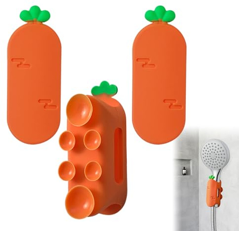 Lot de 3 supports de pommeau de douche - Ventouse forte adsorption - Réutilisable - Sans perçage - Montage mural - Design à ventouse - Support réglable en hauteur