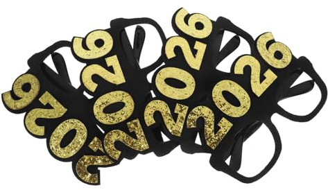 VILLFUL 4 Stück Teiliges Silvester Partybrille mit Schwarzem Rahmen und Glitzernden Zahlen Leichte Nye Fotorequisiten für Neujahrsfeier Auffällige und Tragbare Brillen für Festliche