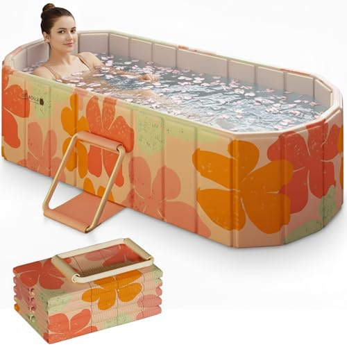 Folding Bathtub for Adults – Portable Sauna SPA Aromatic Bath for Hot Ice Baths, Freestanding Non-Inflatable Bathtub for Ultimate Comfort and Relaxation, Portable Deep Soaking Tub for Small Space