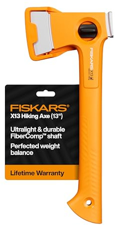 Fiskars X13 Ultralight Hiking Axe 13, Camping Hatchet, Forged Steel Blade
