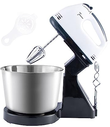Robot Da Cucina Elettrico Con Ciotola Da 1,7 L, Frullatore A Mano A 7 Velocità Frullatore Da Cucina Portatile, Con 2 Ganci Per Impastare E Fruste A Palloncino Per Torte, Impasti, Pane, Dessert 180 W