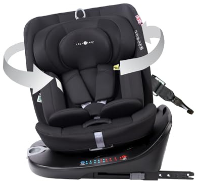 Cozy N Safe Galaxy i-Size 360 Rotating Car Seat 40-150cm, ISOFix & Top Tether, Extended Rear & Forward Facing, 5 Recline Positions, Side Impact Protection, Birth to 12 Years (Jet)