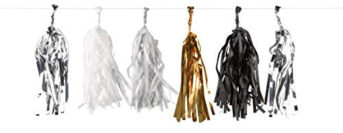 Amscan 9902279 - Guirnalda flecos papel Golden Wishes 400 cm, banderola, decoración