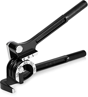 Flexzion Tube Bender Tool - Manual OD Tubing Bending 3 Size 1/4 5/16 3/8 180 Degree Lever Type Heavy Duty Bend Copper Brass Aluminum & Soft Metal for HVAC Water Gas Pipe Automotive Plumbing (Black)