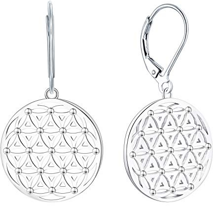 JO WISDOM Damen Ohrhänger Lebensblume silber 925 Blume des Lebens Ohrringe Hängende mit Weißgold plattiert,Schmuck für Frauen