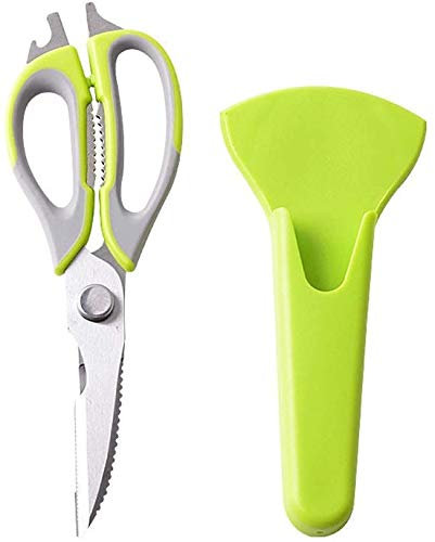 Kitchen Professional Scissors, Stainless Steel Multifunction Food Scissors Bottle Opener Detachable Cooking Shears for Meats, Herbs, Poultry Bones, Fish Scale, Vegetables, BBQ (Green)