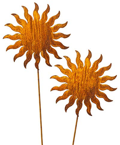 Blümelhuber Gartenstecker Rost Sonnen - Beetstecker Set aus 2 Figuren in Rostoptik als Gartendekoration - Wetterfeste Outdoor Deko für Garten, Balkon oder Terrasse