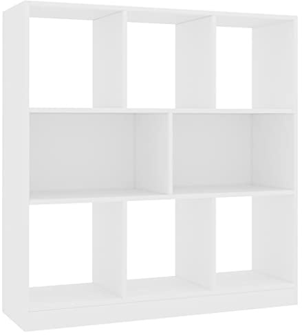 vidaXL Bücherregal mit 8 großen Fächern Standregal Aktenregal Wandregal Raumteiler Raumtrenner Regal Weiß 97,5x29,5x100cm Holzwerkstoff