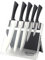 Ross Henery professional knives, 5 Piece kitchen knife set with Silver coloured blades in a clear foldable Acrylic Stand