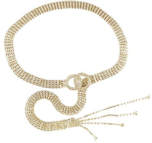 Milya Strass Gürtel für Damen - Eleganter Taillengürtel Taillenkette Kettengürtel Bauchkette aus Metall - Ideal für Kleid