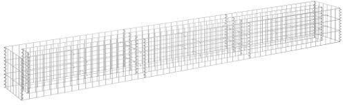 vidaXL Gabion Raised Bed - Galvanised Steel Garden Planter, Sturdy & Weather-Resistant, Easy to Assemble, Silver, Rectangular Flower Bed for Gardens & Patios