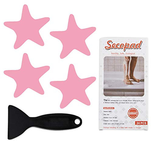 Secopad Adesivi Antiscivolo per Vasca da Bagno Strisce adesive con Raschietto di Alta qualita (Rosa)