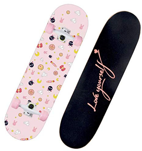 Lgan Skateboard Erwachsene, 31x8in Ahorn Longboard Kinder, Anfänger Skateboard Deck, Mädchen Pennyboard (Color : BB)