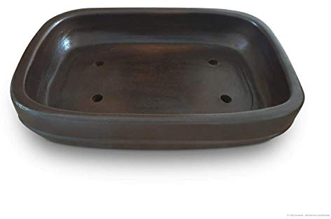 K&K Keramik Bonsaischale XL oval, 60x44x12 cm Dunkelbraun-matt