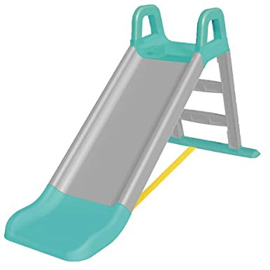 JAMARA 460549 Rutsche Funny Slide – aus robustem Kunststoff, Rutschauslauf für sanfte Landungen, Breite Stufen und Sicherheitsgriffe, Stabilisierungsseil, grau