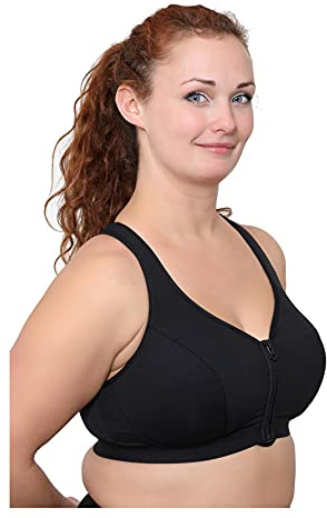 Women's Medium - High Impact Wirefree Zip Front Workout Gym Sports Bra