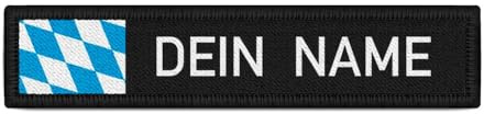 Namensschild Bayern Schwarz Name Patch Aufnäher Wunschname Germany #38608