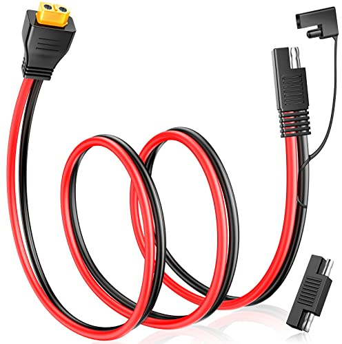 ELECTOP 10AWG SAE to XT60 Connector Extension Cable, XT60 Female Adapter Charger Solar Panel Cable Connector Kit for Solar Generator Portable Power Station with SAE Polarity Reverse Adapter