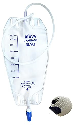 Drainage Depot w/Clear 750ml Bag,Urine Drainage Bag, Nephrostomy Bag with Twist Drain Valve, 24 inch Tubing (1 Pack)