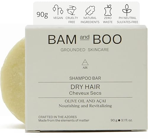 Festes Shampoo Trockenes Haar Nährend und Revitalisierend 90g - Ohne Sulfate oder Parabene - Olivenöl Açai - Foamie Festes Shampoo Männer und Festes Shampoo Frauen Natürlich Vegan und Ökologisch