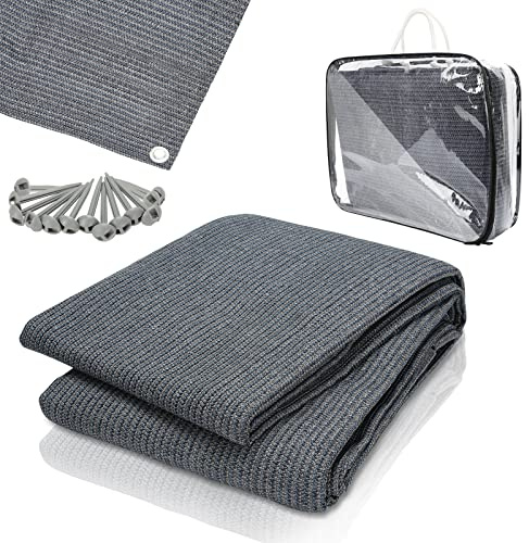 Ansobea Vorzeltteppich 3 x 5 m Outdoor Camping Teppich Zeltteppich mit 12 Löchern, 13 Heringe und Tragetasche HDPE Zeltunterlage Atmungsaktiv Campingteppich rutschfest Campingmatte Grau Blau