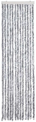 vidaXL Cortina Mosquitera Extraíble Puerto contra Insectos Moscas Mosquitos Casa Móvil Caravana Verano Blanco y Gris Chenilla 56x200 cm