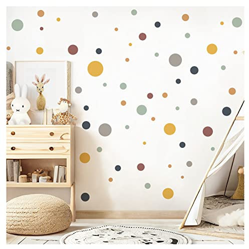 Little Deco Wandsticker Punkte Set 172 Stück Wandtattoo Klebepunkte Polka Dots Kinderzimmer selbstklebend Wandaufkleber Kreise blau gelb Mint DL983