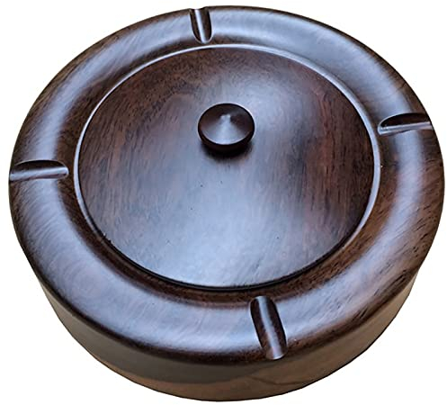 CULPRT Antike Sandelholz -Aschenbecher Mit Deckel, Zigarettenaschebecher, Winddurchdringlicher Aschenbecher Im Freien, Retro Aschenbecher Zu Weihnachten, Geburtstag, Leicht Zu Reinigen