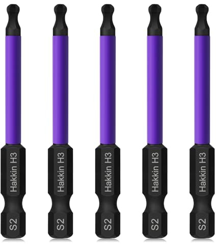 Hakkin 5 Stück H3 3mm Kugelkopf Sechskant Schraubendreher Bit Set 65mm Lang 1/4 S2 Magnetischen Innensechskant Schraubendreher Satz Ball End Hex Schraubendreher Innensechskantschlüssel Set