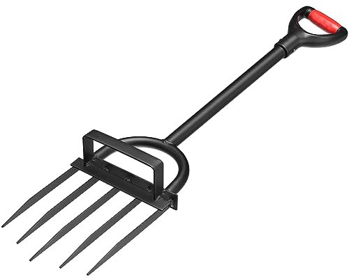 QUARKZMAN 5 Tier Gartenarbeit Abstand Gabel 41.5 Lang Griffige Grabengabel Manganstahl Spatengabel für Gartenarbeit