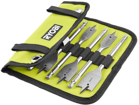RYOBI Juego de 10 brocas de pala de madera con funda de transporte