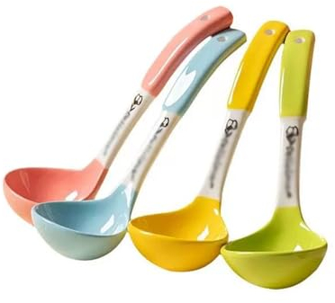 Cucharas de cena Cuchara Sopera De Cerámica For Uso Doméstico, Cuchara Sopera De Mango Largo For Comer Ramen, Bonita Y Bonita Cucharadas (Color : Multi-colored)