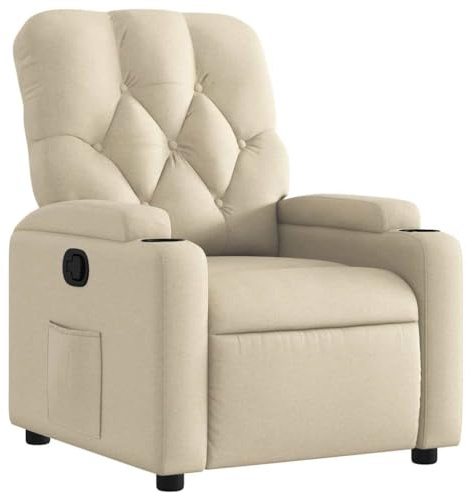 vidaXL Relaxsessel, Sessel mit Liegefunktion, Fernsehsessel Verstellbare Rückenlehne, Liegesessel Ruhesessel Polstersessel, Creme Stoff