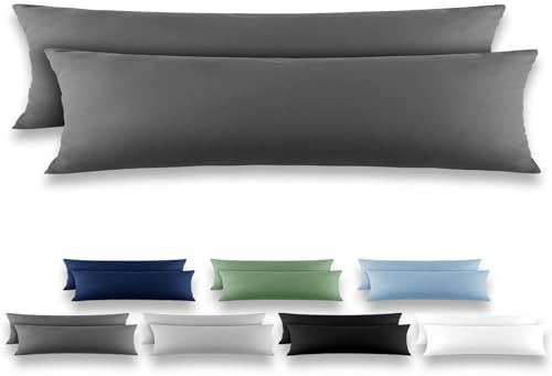 REDKEY Taie de Traversin 40x145 Gris foncé - Lot de 2 Taies d'Oreillers 40 x 145 Carré en Microfibre Brossée, Housse Oreiller Coussin Oreiller avec sa Fermeture à Rabat (sans Fermeture Éclair)