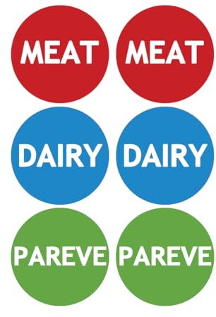 Lot de 120 étiquettes casher, étiquettes pour la viande et les produits laitiers, passent au micro-ondes et au lave-vaisselle, 3,8 cm