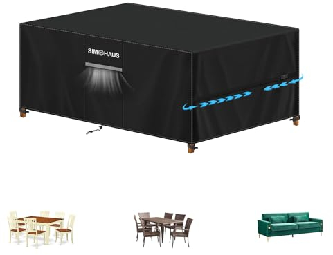 SIMPHAUS Funda para Mesa de Jardin Lluvia Funda Muebles Terraza Impermeable Cubierta Muebles Exterior con Ventilación Resistente al Viento Capa para Mesa Exterior Anti-UV Tela Oxford 420D 140x80x80cm