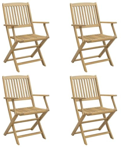 vidaXL Klappstühle, 4 Stück, 57,5 x 54,5 x 90 cm, Massivholz Akazie