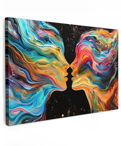 MuchoWow© Leinwand Groß XXL Deko Schlafzimmer Aesthetic Leinwandbilder | 120x80 cm - Wohnzimmer Gemälde Foto Geschenk Living Room Decoration Kunst - Menschen - Modern - Schwarz - Liebe