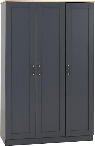 Seconique Portland 3 Door Wardrobe in Grey/Oak Effect