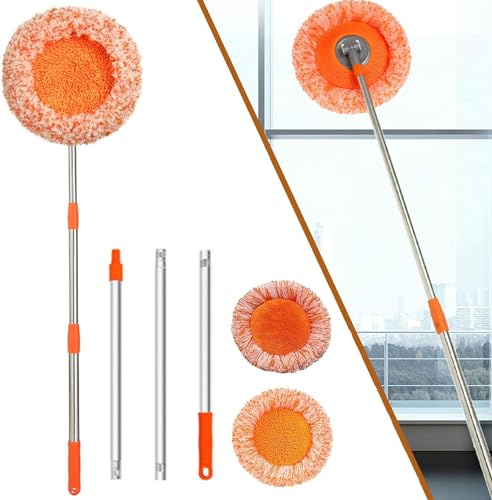 Intellect Mop - Mocio per pulizia girasole rotante a 360° con manico telescopico - Mocio rotante estensibile per pulizia versatile - Ideale per pareti, auto, bagni e pavimenti (220 cm)