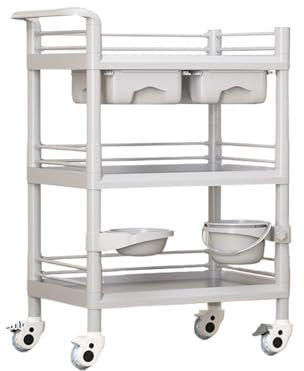 Friseurwagen Rollwagen mit Lagerung Erhöhte Leitplanke ABS-Material, Kosmetikwagen Servierwagen, für Küche, Badezimmer, Büro(I,M)