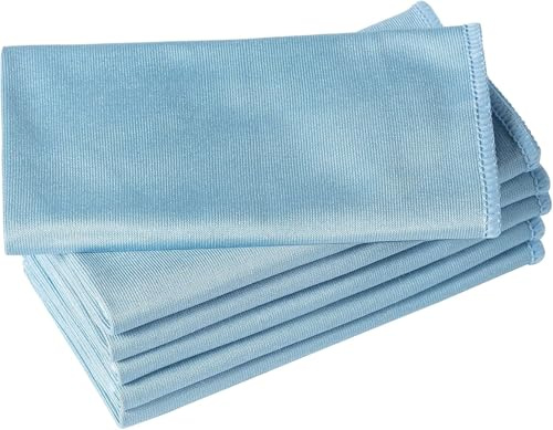 Puomue 6 Pack Microfiber Glass Cleaning Cloth, 12 Inch X 16 Inch, Lint Free Quickly Clean Window, Glasses, Windshields, Mirrors, and Stainless Steel, Blue