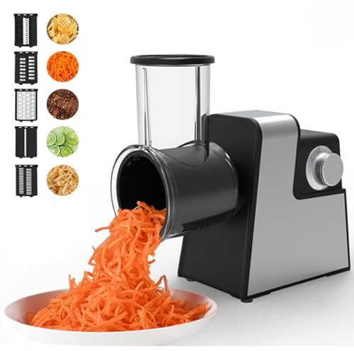 Electric Cheese Grater Vegetable Slicer, 400w Multifunctional Electric Rotary Grater Chopper, Stainless Steel Vegetable Slicer Meat Grinder Sausage Stuffer Three-in-one