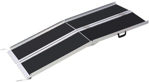 YXINAER Rollstuhlrampe Klappbar 7ft Aluminium-Rollstuhlrampe, 600 lbs Tragkraft, 4 bis 18 höhenverstellbar, Faltbare Rampe for Haustreppen