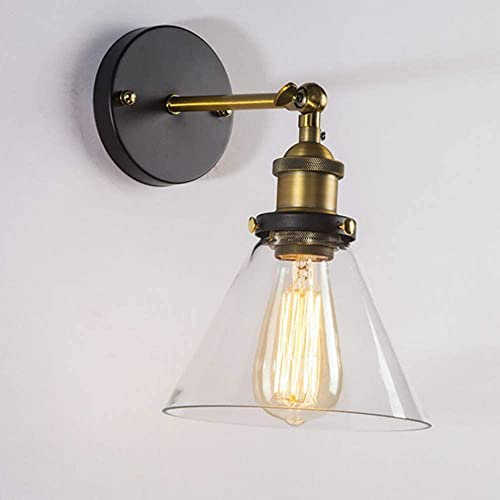 Lampada a muro , E27 Applique da parete industriale V-intage E-dison Applique da parete Illuminazione a bilanciere Paralume in vetro ovale regolabile Lampada da parete in metallo retrò for Loft Coffee