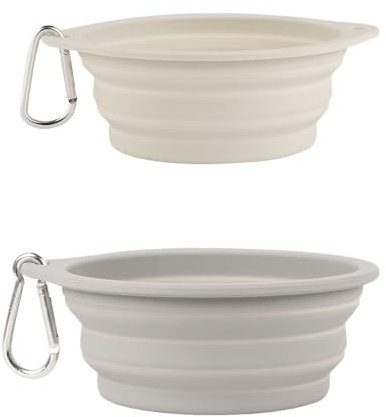 2 cuencos plegables para perros, cuenco de agua plegable portátil para perros y gatos, cuenco de viaje plegable de silicona para mascotas (350 ml, gris claro y 600 ml, gris)