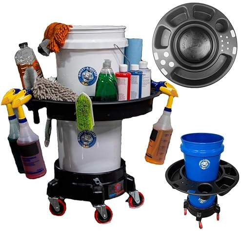 Boost-A-Bucket 5 Gallon Car Wash Bucket Organizer Car Detailing Caddy - Cart Holds Spray Bottles, Auto Cleaning Supplies & Car Washing Tools and Accessories - Buckets & Dolly Sold Separately