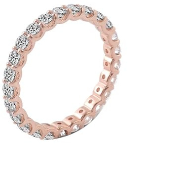 KnSam Echt Schmuck Trauringe 14K Rotgold Au585, Ewigkeit Stapelring Verlobungsring mit Moissanit, 585 Gold Hochzeitsband, Gr.53 (16.9)