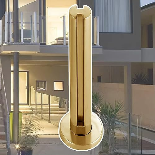 ( Poteau de Balustrade en Verre pour Garde-Corps de terrasse doré, balustres en Verre pour escalier en Acier Inoxydable 304, Pince pour Colonne de Garde-Corps en Verre pour Balcon de Villa,